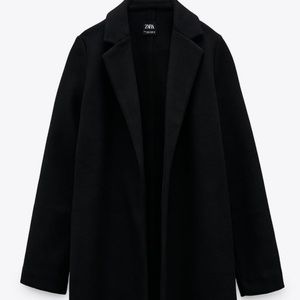 Zara Woman Mid- Camel Brown Coat Lapel Collar Sz S